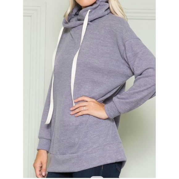 Comfy Cowlneck Drawstring Sweater - Picture 2 of 6